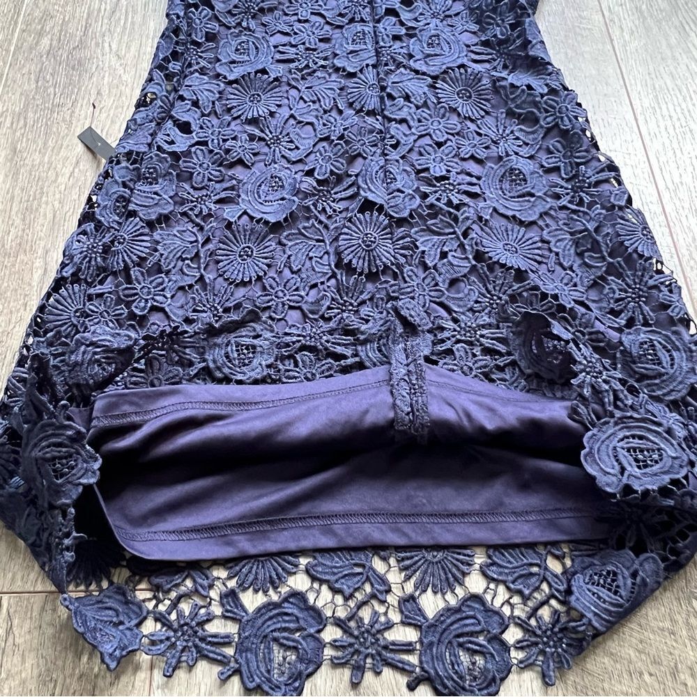 Lulu’s Love Poem NWT Navy Blue Lace Floral Mini Dress Size Medium - Picture 12 of 14